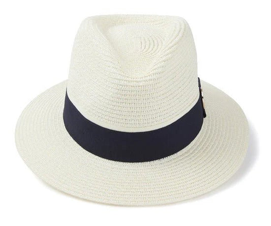 Young Ideas & Henmores - Orford Two - Tone Ribbon Hat - Cream/Navy - S