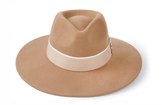 Young Ideas & Henmores - Oxley Two - Tone Ribbon Hat - Camel/Champagne - S