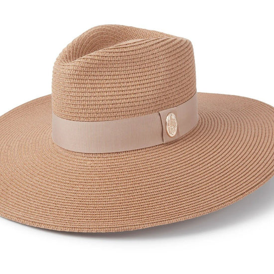 Young Ideas & Henmores - Pebmarsh Ribbon Fedora - Natural/Champagne - S