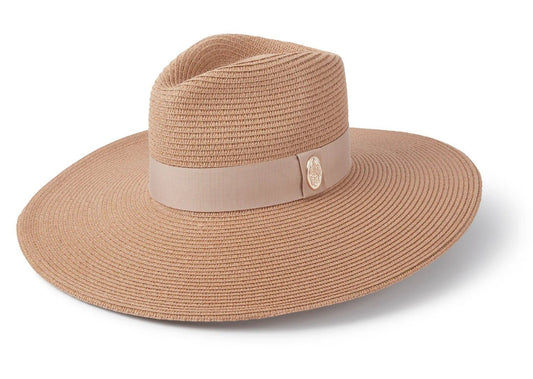 Young Ideas & Henmores - Pebmarsh Ribbon Fedora - Natural/Champagne - S