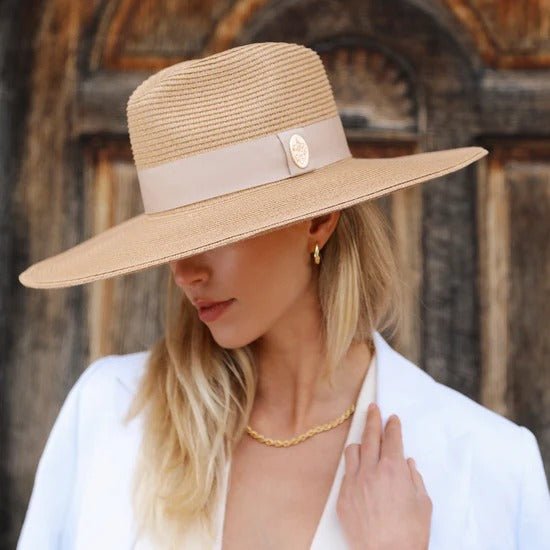 Young Ideas & Henmores - Pebmarsh Ribbon Fedora - Natural/Champagne - S