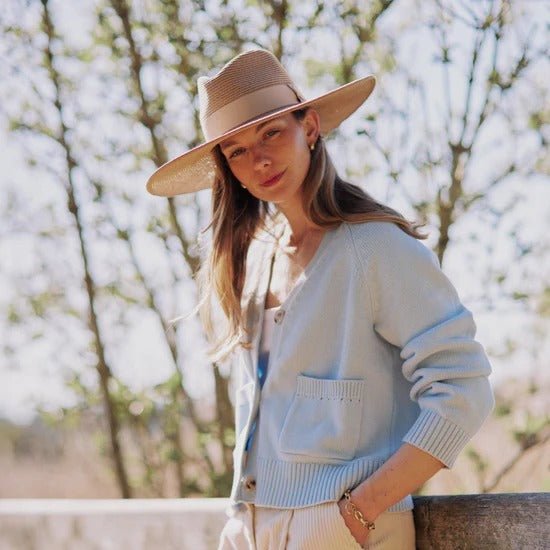 Young Ideas & Henmores - Pebmarsh Ribbon Fedora - Natural/Champagne - S