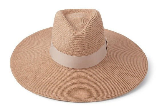 Young Ideas & Henmores - Pebmarsh Ribbon Fedora - Natural/Champagne - S
