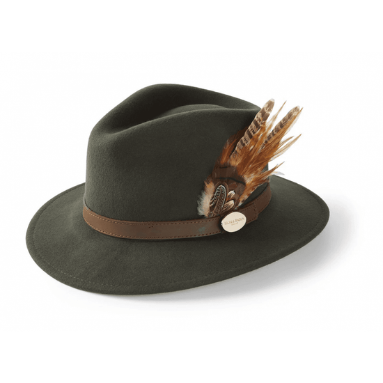 Young Ideas/Henmores - Suffolk Fawn Side Feather Fedora - Camel - XS