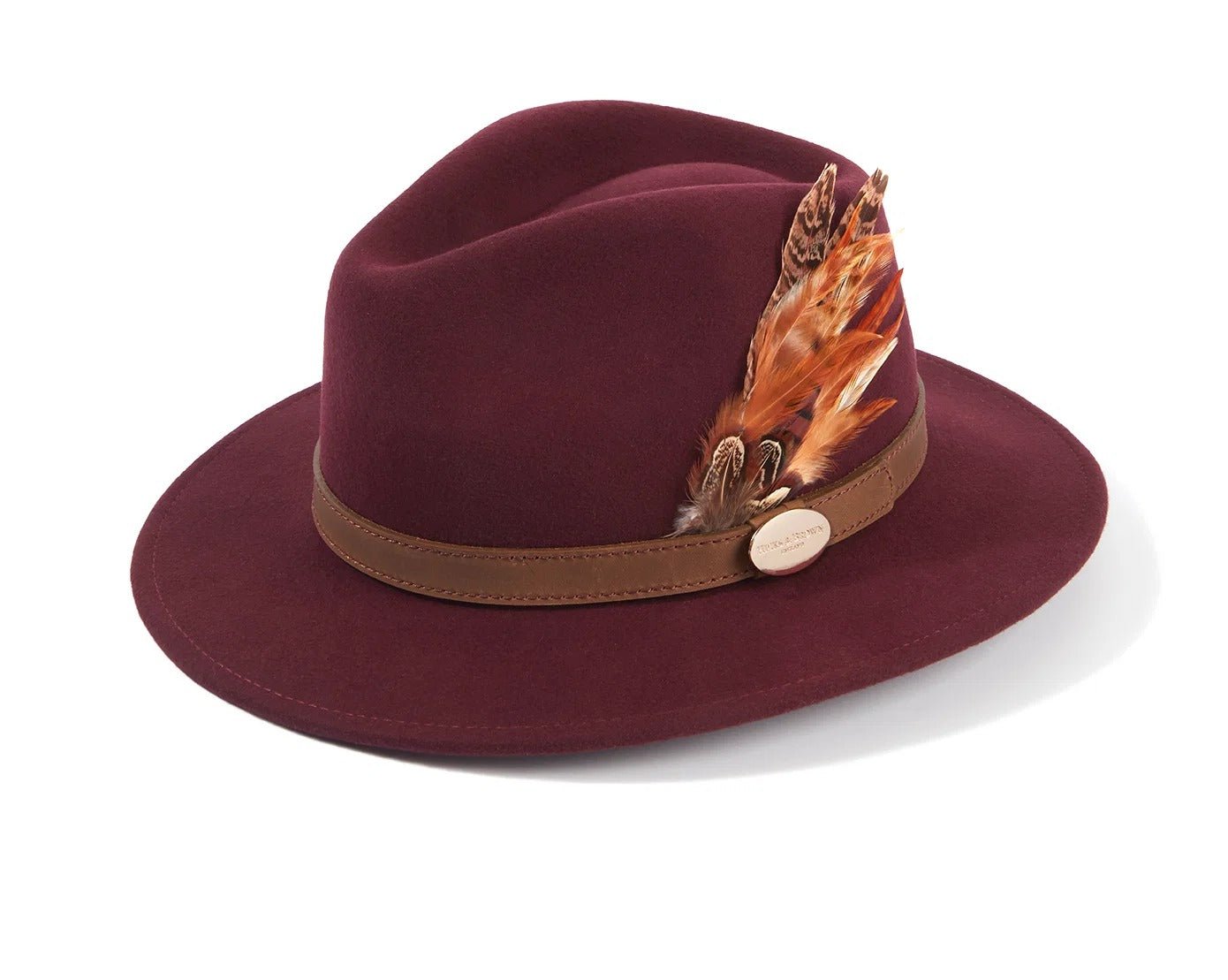 Young Ideas & Henmores -Suffolk Fedora Bronze Side Feather -Dark Brown -M