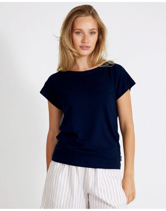 Young Ideas/Henmores - Esther Capsleeve Top - Navy - XS