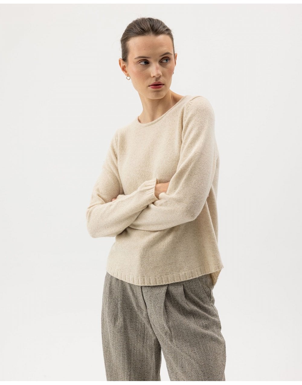 Young Ideas/Henmores - Linda Crew Neck Knit - 105 Crème - XS
