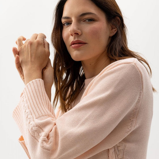 Young Ideas/Henmores - Lotta Crew Cotton Jumper - Pale Peach - XS