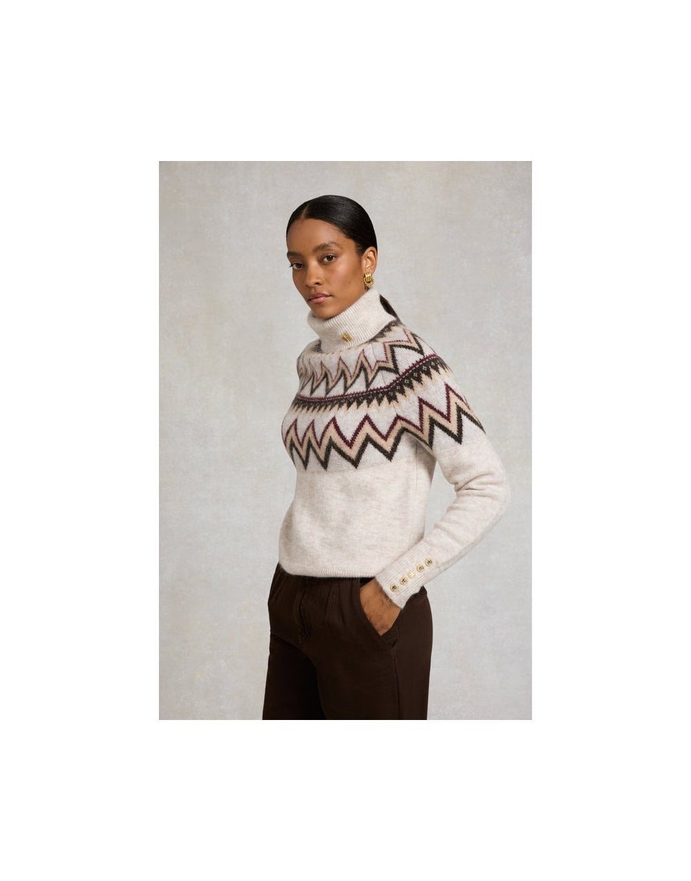 Young Ideas/Henmores - Alice Roll Neck Knit - Barley - S