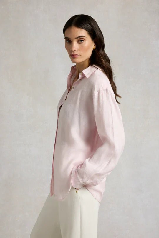 Young Ideas & Henmores - Amalfi Linen Shirt - Powder Pink Linen - S