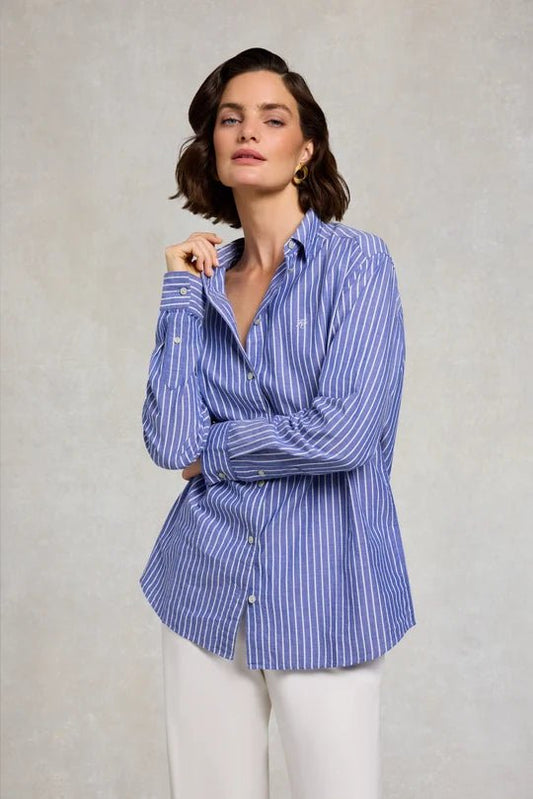 Young Ideas & Henmores -Athena Shirt -Dusty Blue Stripe -8