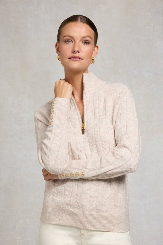 Young Ideas/Henmores - Bridget Quarter Zip Knit - Barley - XS