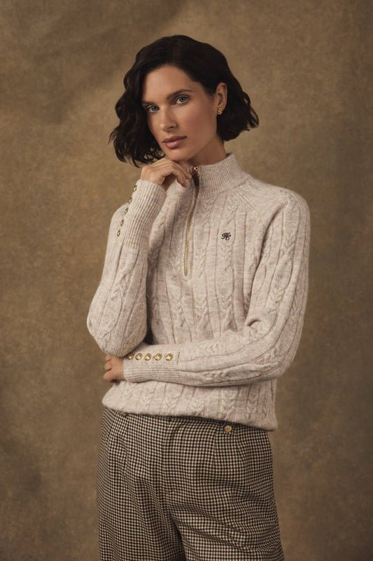 Young Ideas/Henmores - Bridget Quarter Zip Knit - Barley - XS