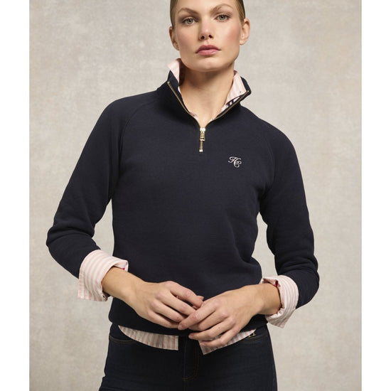 Young Ideas/Henmores - Burford Quarter Zip Neck Sweat - Ink Navy - XS