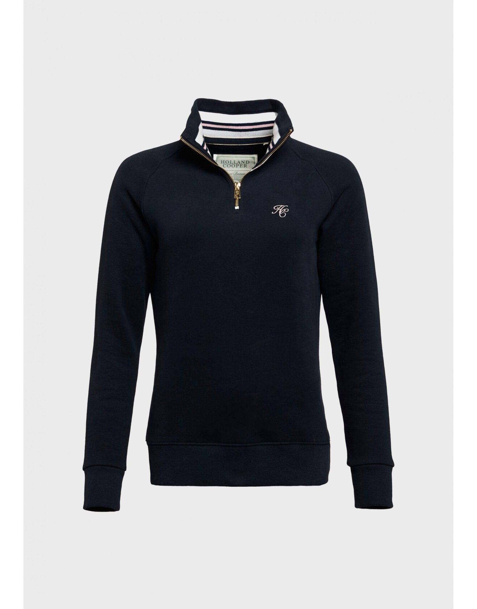 Young Ideas/Henmores - Burford Quarter Zip Neck Sweat - Ink Navy - XS