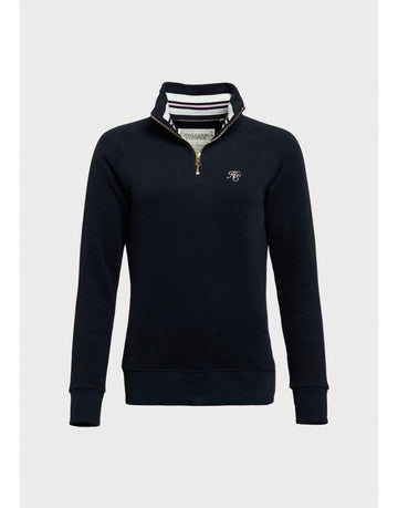 Young Ideas/Henmores - Burford Quarter Zip Neck Sweat - Ink Navy - XS