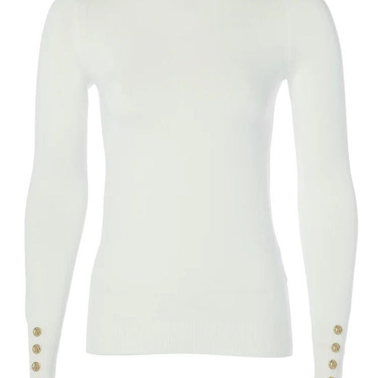Young Ideas & Henmores - Buttoned Knit Crew Neck - Cream - XS