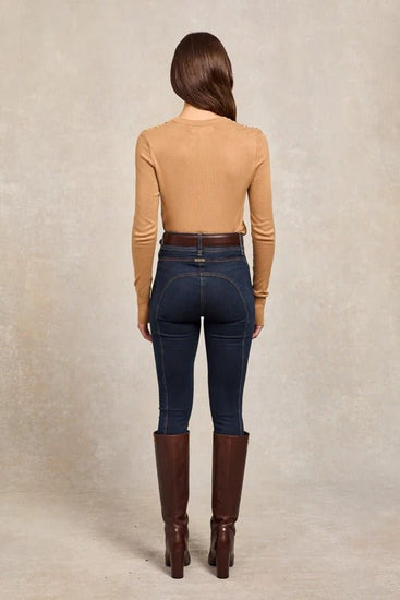 Young Ideas & Henmores - Buttoned Knit Crew Neck - Dark Camel - S