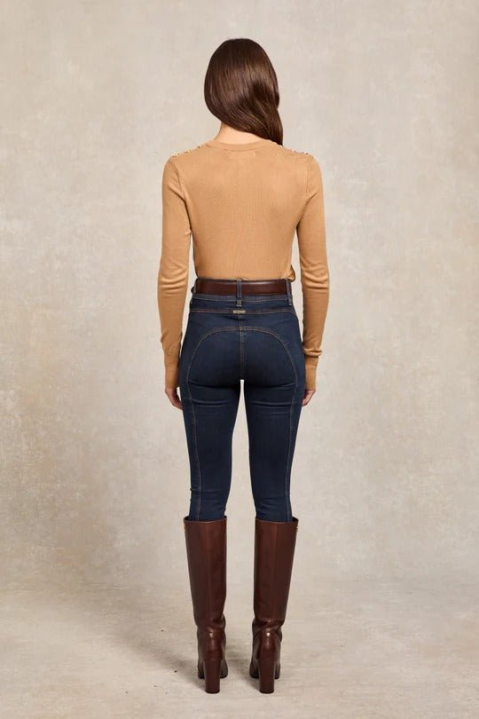 Young Ideas & Henmores - Buttoned Knit Crew Neck - Dark Camel - S