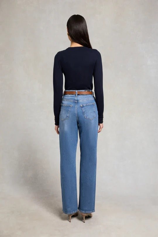 Young Ideas & Henmores - Buttoned Knit Crew Neck - Navy - S