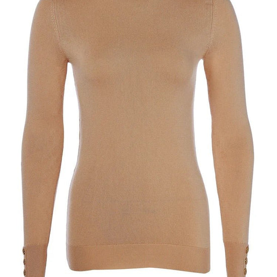 Young Ideas & Henmores - Buttoned Knit Crew Neck - Dark Camel - S