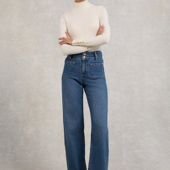 Young Ideas/Henmores - Buttoned Knit Roll Neck - wine - XS