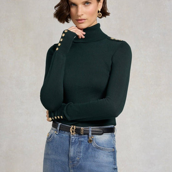 Young Ideas/Henmores - Buttoned Knit Roll Neck - wine - XS