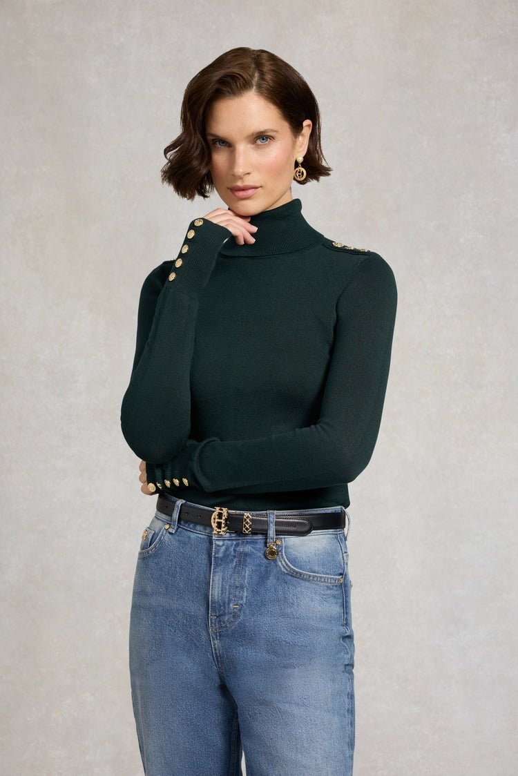 Young Ideas/Henmores - Buttoned Knit Roll Neck - wine - XS