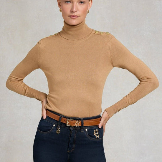 Young Ideas/Henmores - Buttoned Knit Roll Neck - wine - XS