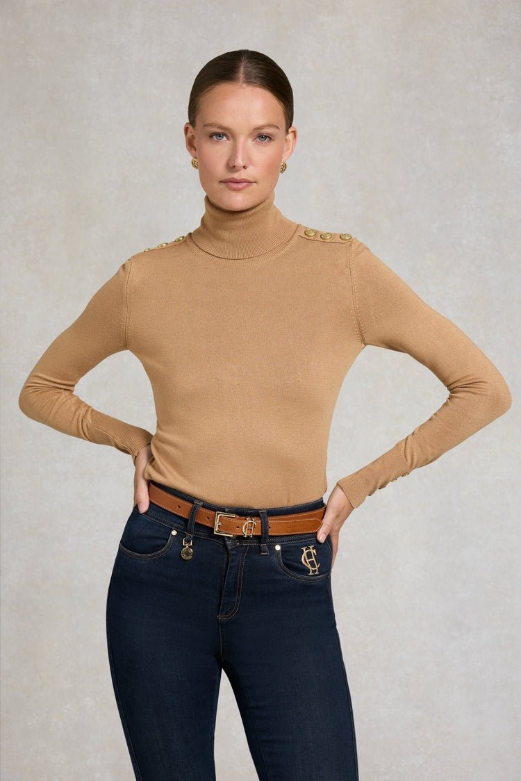 Young Ideas/Henmores - Buttoned Knit Roll Neck - wine - XS