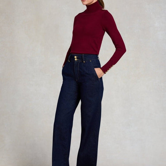 Young Ideas/Henmores - Buttoned Knit Roll Neck - wine - XS