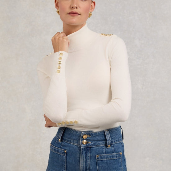 Young Ideas/Henmores - Buttoned Knit Roll Neck - wine - XS