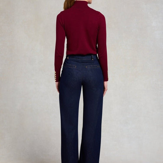 Young Ideas/Henmores - Buttoned Knit Roll Neck - wine - XS
