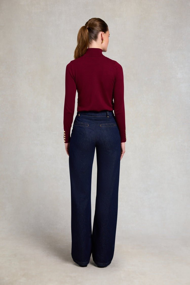 Young Ideas/Henmores - Buttoned Knit Roll Neck - wine - XS