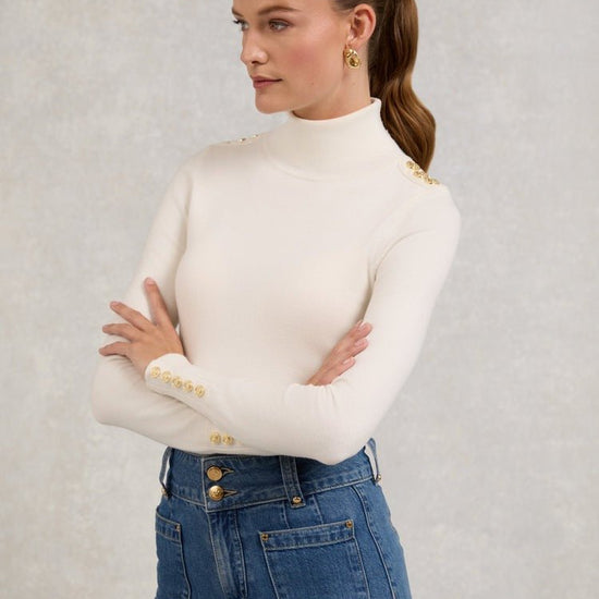 Young Ideas/Henmores - Buttoned Knit Roll Neck - wine - XS