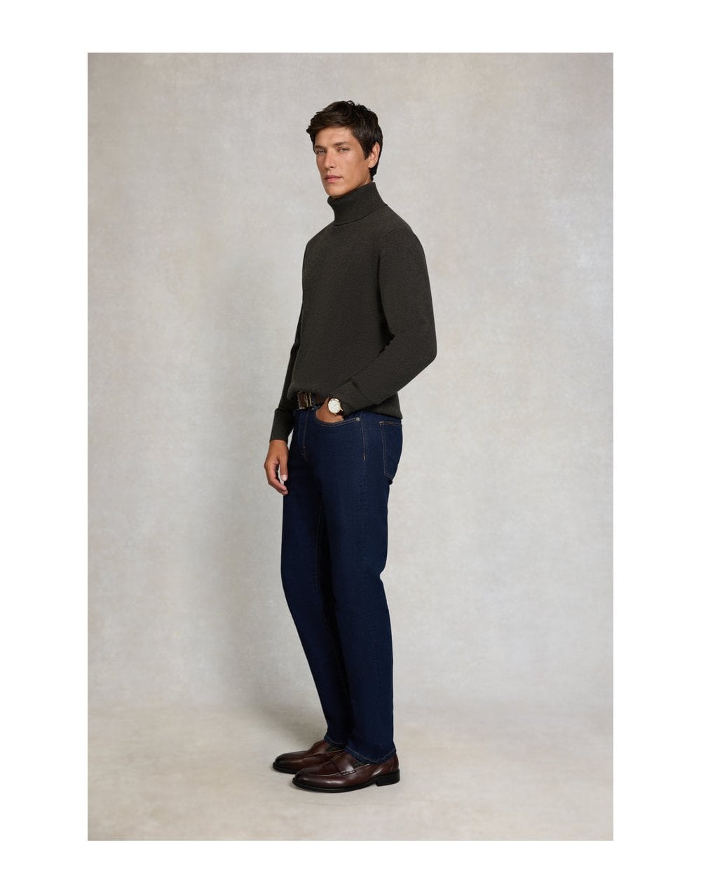 Young Ideas/Henmores - Byron Roll Neck Knit - moss - M