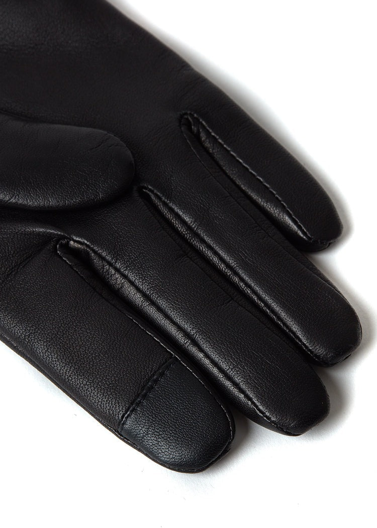 Young Ideas/Henmores - Cashmere Lined Faux Trim Leather Gloves - Black - S