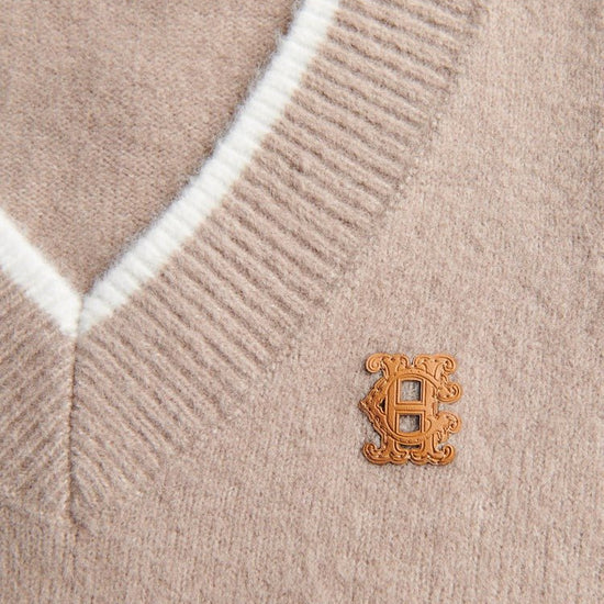 Young Ideas & Henmores - Cecilia Knitted V - Neck Tank - Porcini - XS