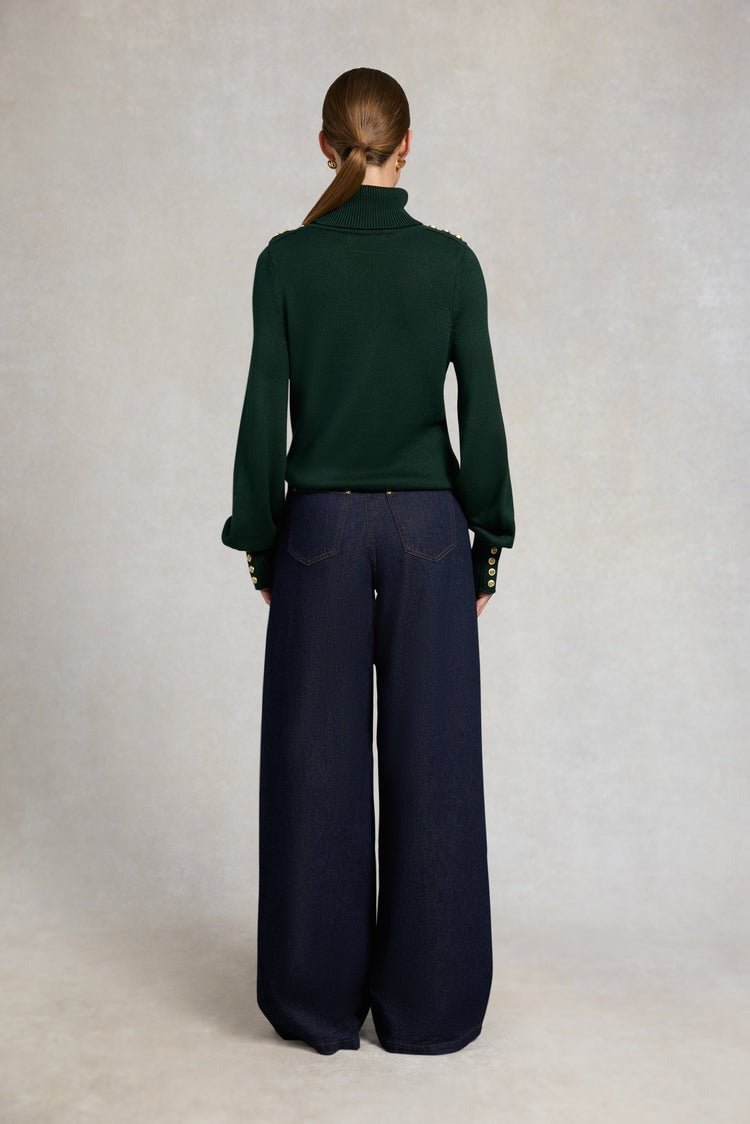 Young Ideas/Henmores - Chamonix Roll Neck Knit Jumper - Emerald - XS