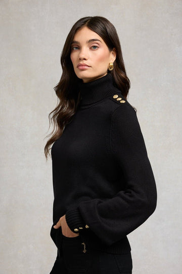 Young Ideas/Henmores - Chamonix Roll Neck Knit Jumper - Black - S