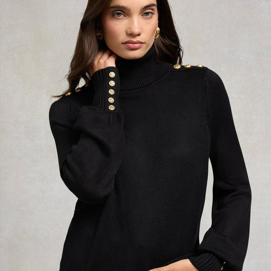 Young Ideas/Henmores - Chamonix Roll Neck Knit Jumper - Black - S