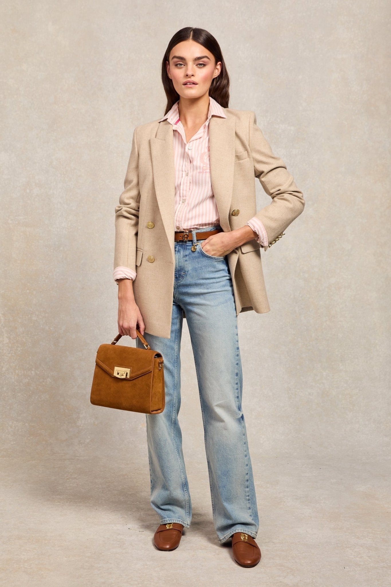 Young Ideas/Henmores - Classic Button Down Shirt - Pink Stripe - 14