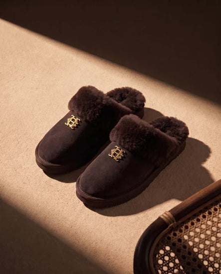 Young Ideas & Henmores -Classic Shearling Slipper -Chocolate -4