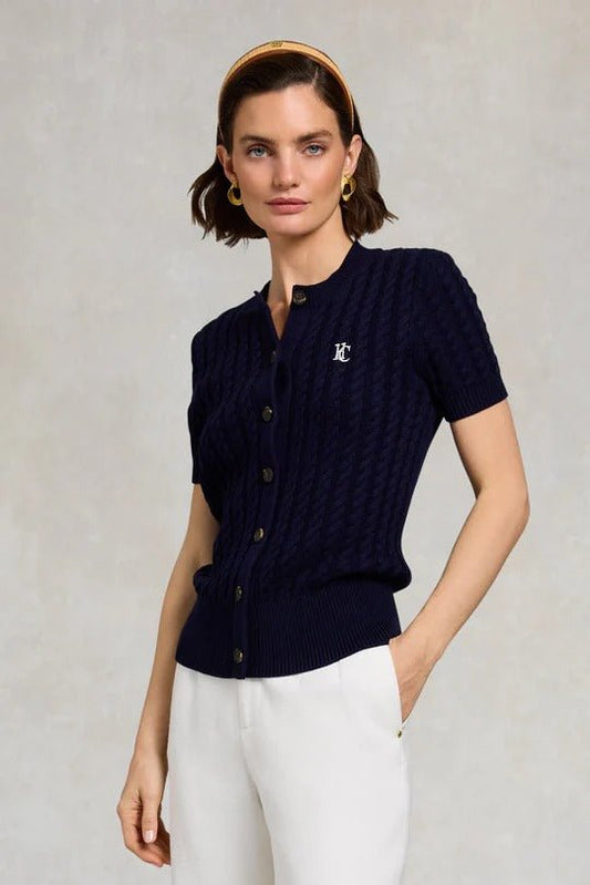 Young Ideas & Henmores - Cotswold Short Sleeve Cardigan - Ink Navy - XS
