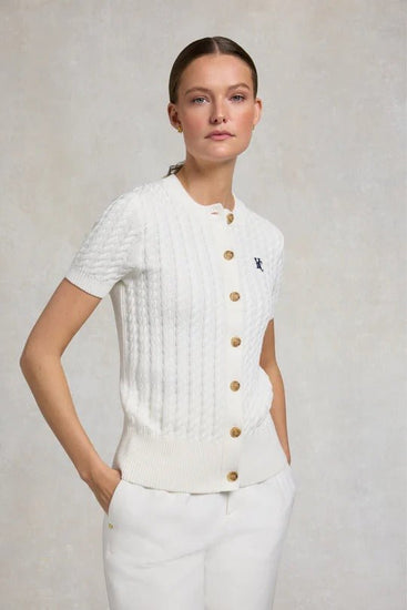 Young Ideas & Henmores - Cotswold Short Sleeve Cardigan - Natural - XS