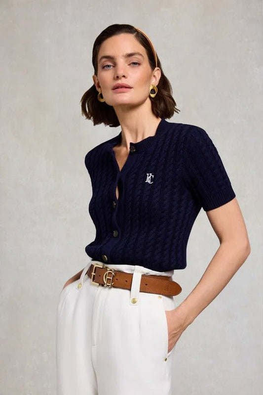 Young Ideas & Henmores - Cotswold Short Sleeve Cardigan - Ink Navy - XS