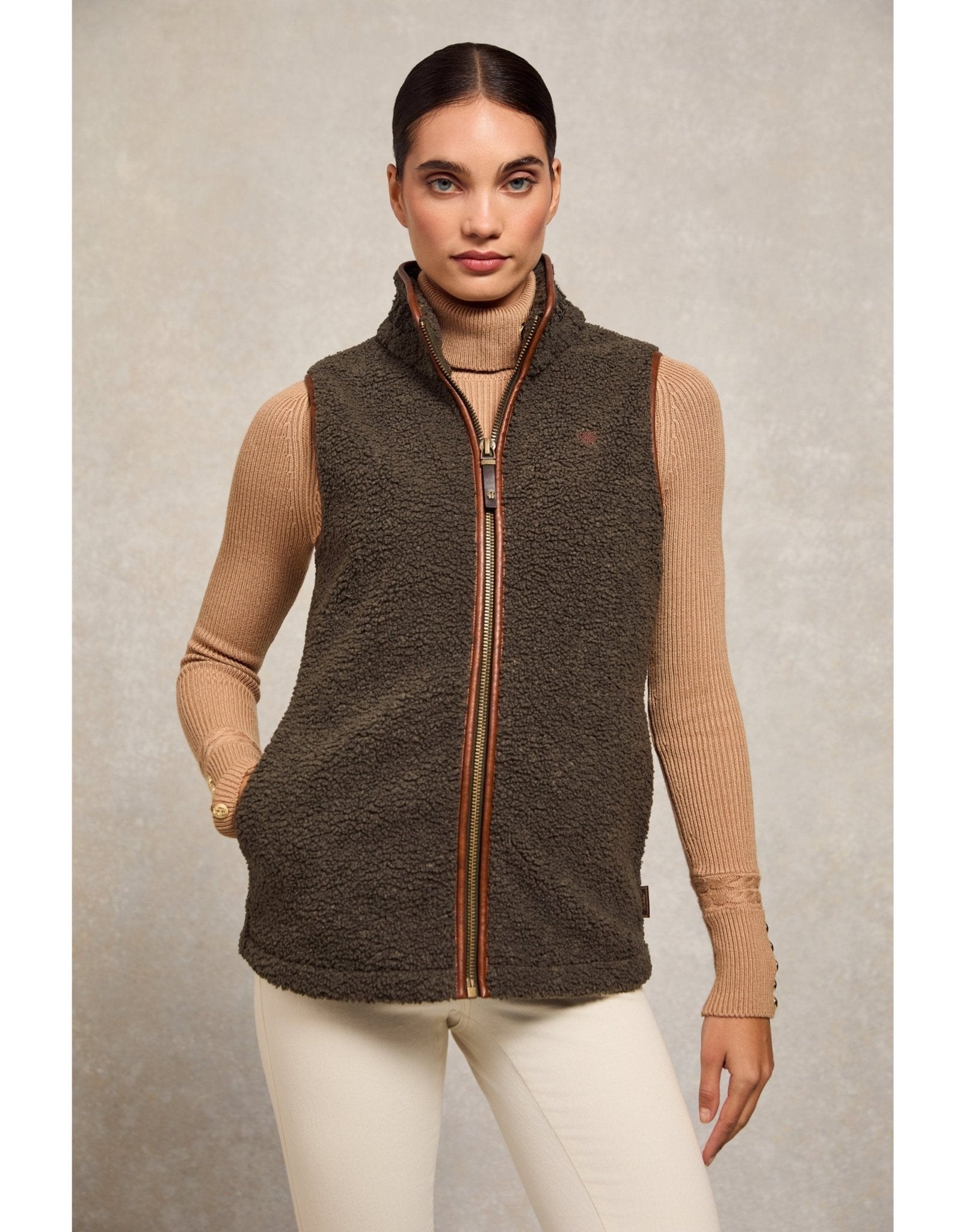 Young Ideas/Henmores - Country Fleece Borg Gilet - Chocolate - XS