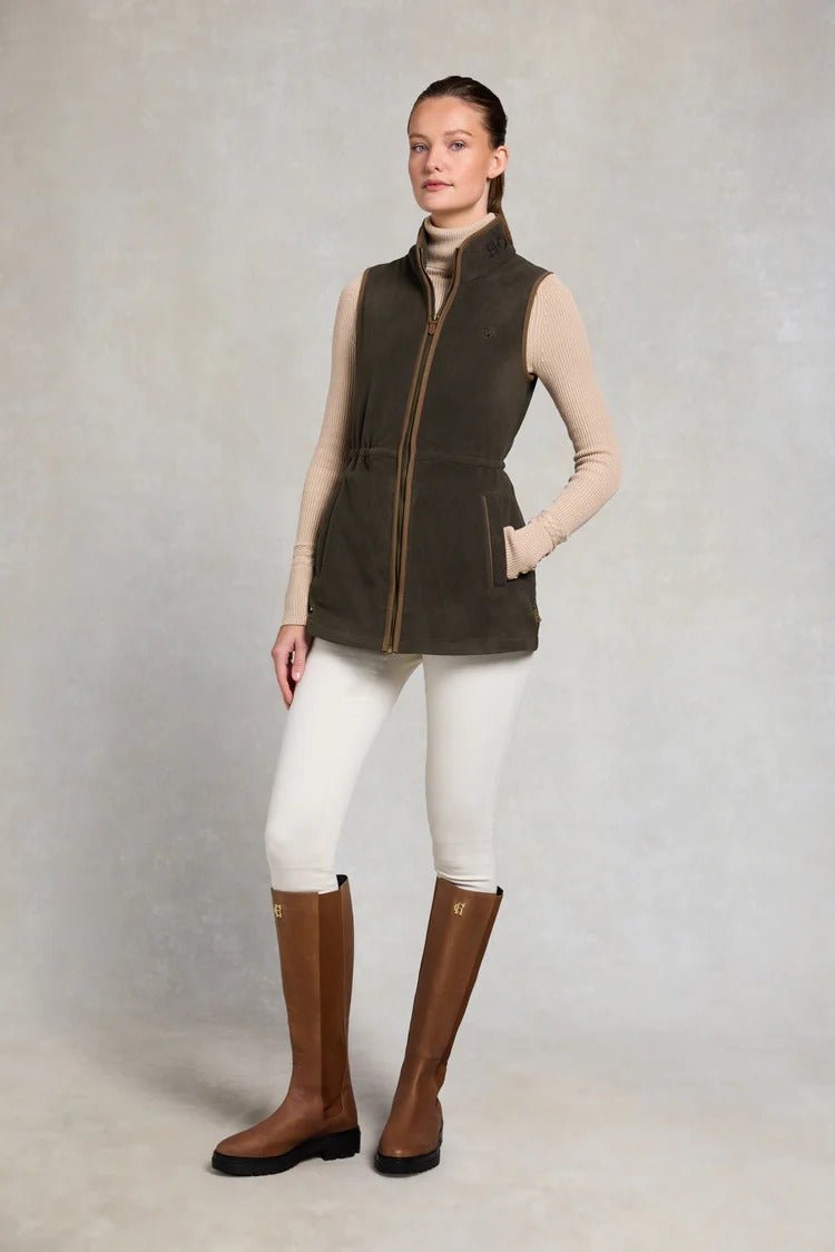 Young Ideas & Henmores - Country Longline Fleece Gilet - Khaki - XS