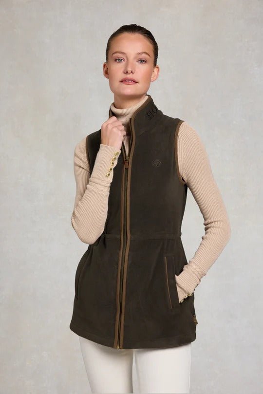 Young Ideas & Henmores - Country Longline Fleece Gilet - Khaki - XS