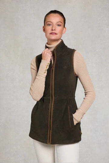 Young Ideas & Henmores - Country Longline Fleece Gilet - Khaki - XS
